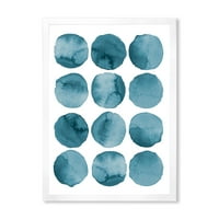 DesignArt 'Сини аквамарински кругови геометриски елементи' модерни врамени уметнички печати