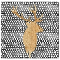 Wynwood Studio Animals Wall Art Canvas Prints 'Night Deer' Zoo and Wild Animals - злато, црно
