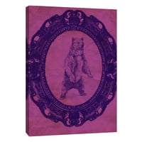Слики, врамена гризли мечка во виолетова, 16x20, украсна платно wallидна уметност