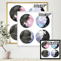 Дизајн на „Месечината фази со небото и starsвездите на Боемјан и еклектично врамено платно wallидна уметност печатење