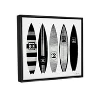 Sumn Industries Мода дизајнер за сурфање табли со црно сребрена акварела etет црна врамена пловечка платно wallидна уметност,