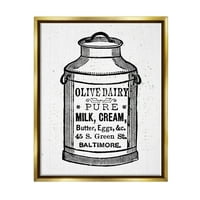 Stuple Industries маслиново млечно гроздобер млеко може графичка уметност металик злато што лебди врамени платно печатење wallидна