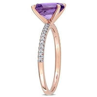 Miabellaенски карат аметист и карат дијамант 14KT Rose Gold Gold Solitaire Ringвонат прстен