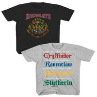 Графичка маица на Хари Потер Бојс Хогвортс, 2-пакет, големини 4-18