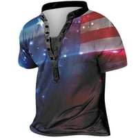Машки Атлетски Краток Ракав Мода Машка Мода Денот На Независноста Печатени Лабава Краток Ракав Пуловер Врвови Блуза Дозвола