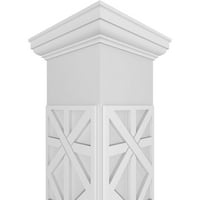 Ekena Millwork 8 W 8'H Craftsman Classic Square Non-Tapered Imperial Fretwork Column W Tuscan Capital & Tuscan Base
