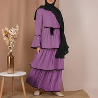 Женски Муслимански Торта Фустан Абаја Исламски Kпски Кафтан Фустан Со Појас