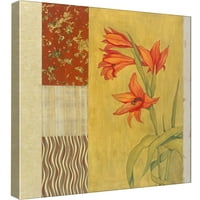 Слики, колаж со црвени цвеќиња 25, 20x20, Декоративна wallидна уметност на платно
