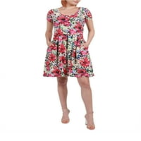 Женски лаура розов цветен мини фустан