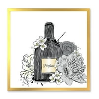DesignArt 'Букет цвеќиња и шише со парфеми III' Традиционално врамен уметнички печати