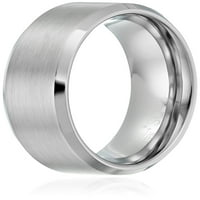 Машки сафир волфрам со дијамант што завршува широк сребрен прстен, големина 10,5