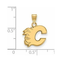 Стерлинг сребро злато позлатено NHL лого -лого Калгари пламен мал приврзок