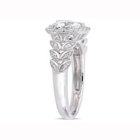 Карат Т.Г.В. Создаден бел сафир и дијамант-акцент 10kt бело златно срце Хало прстен