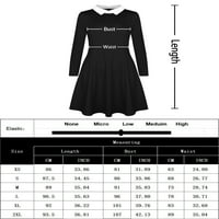 Chamaен женски долг ракав мини фустан со црна контрастна јака од распрскувачки фустани за жени