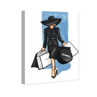 Пистата Авенија мода и глам wallидна уметност платно „гламурозен“ фустан - црна, сина боја