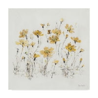 Заштитен знак Ликовна Уметност Диви Цвеќиња III Жолта На Бело Платно Уметност Од Лиза Ревизија