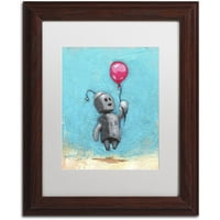 Трговска марка ликовна уметност „робот со црвен балон“ платно уметност од Крег Снодграс, бел мат, дрвена рамка