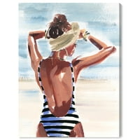 Wynwood Studio Mase and Glam Wall Art Canvas Prints 'That tan' костим за капење - кафеава, бела