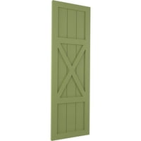 12 W 59 H TRUE FIT PVC Center X-Board Farmhouse Fixed Mount Sulters, Moss Green