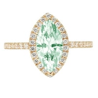 2.38 кт маркиза сече зелен симулиран дијамант 14к жолто злато годишнина ангажман ореол прстен големина 6.5